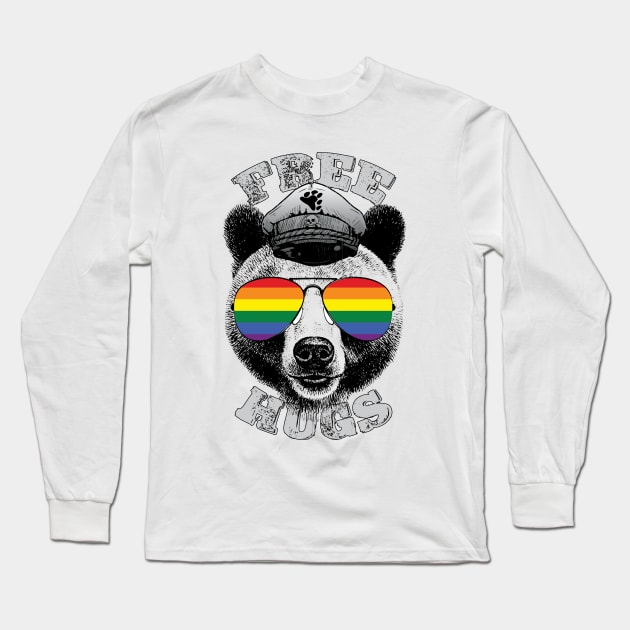 Daddy Bear With LGBT Gay Pride Flag Sunglasses Long Sleeve T-Shirt by USProudness